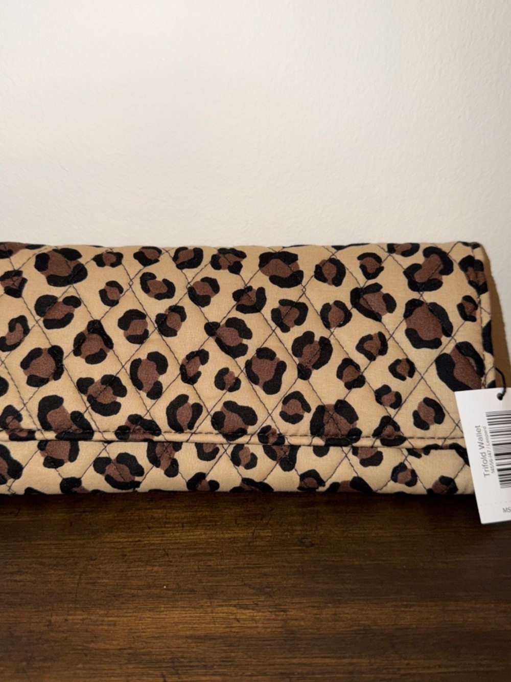 Vera Bradley Leopard Print Quilted Cotton Trifold Wallet Magnetic Closure NWT